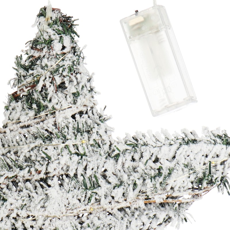 com-four® Artificial Christmas Star Snowed with Lighting and Timer, Star