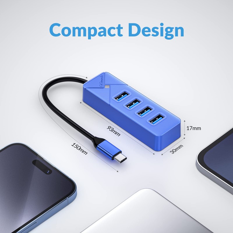 GiGimundo Hub USB 3.0 de 4 puertos GGM-PG4U-C3-015-BL-US