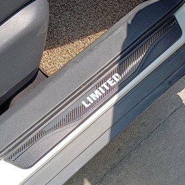 FEOYDS Stainless Door Sill Protector Kick Plate Entry Guard Kit for Hyundai Santa Cruz Elantra Venue Limited 2024 Accessory (Carbon Limited Text)