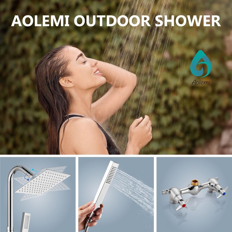 Aolemi Wall Mount Outdoor Shower Kit,Outdoor Shower Fixtures Faucet System