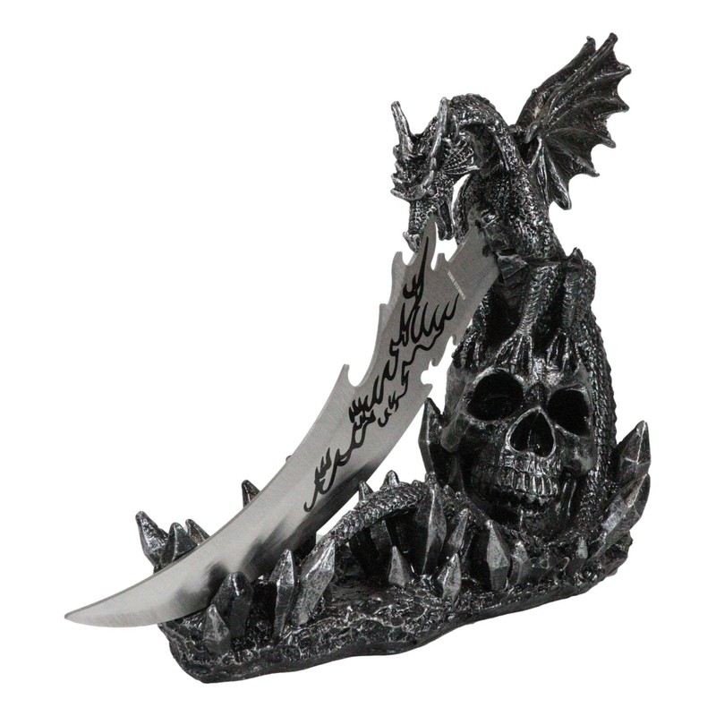 Ebros Gift Dreamwork Fantasy Leviathan Dragon On Graveyard Dracula Skull