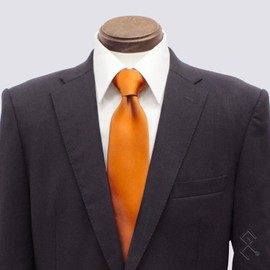 Gran creer [15 Colors to Choose From] Tie Silk Made in Japan Fujiyama Weave Men's Solid 8cm Width 143cm Total Length Brand Gran Creer [MADE IN JAPAN], orange