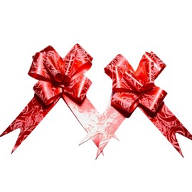 Pull Bows for Gifts Wrapping 30MM Red Ribbon Bows Present Wrapping Bows Pompom Gift Bows Wreath Making Crafting Wedding Basket Flower Bouquets Pack of 10.