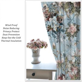 AuiMzoo - Cortinas de rosa, con estampado botánico natural, color rosa, blanco, rosa, habitación, sala de estar, cocina, cortinas opacas para reducción de ruido, 42 x 63 pulgadas