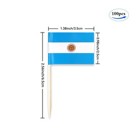 Argentina Flag Argentine Miniature Toothpick Flags Decorations Small Cupcake Toppers Cocktail Food Flags Decor For Independence Day Party Bar (100 pack)