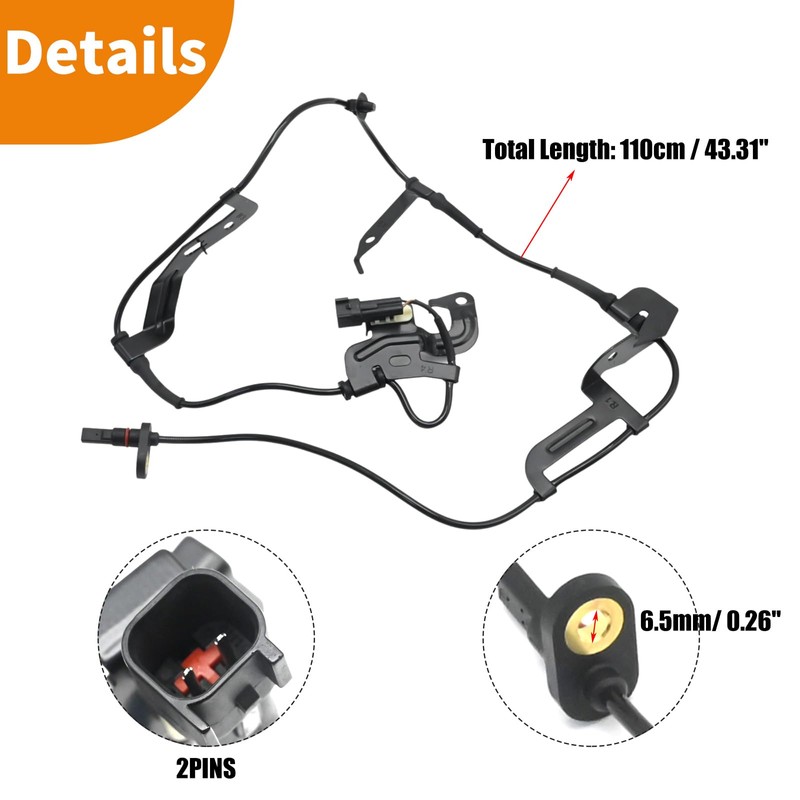 Ollanoos AB312C205BC Front Right ABS Wheel Speed Sensor, Car ABS