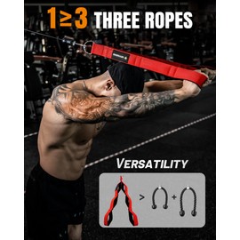 MANUEKLEAR Tricep Rope Cable Attachment Handles, Greater Range of Motion, Tricep Pull Down Rope for Push Downs, Crunches, Facepulls for Professional Gym (Red)