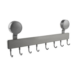 Mowhut 15.7 Inch Hanging Pot Rack,No Drilling Pot and Pan Organizer,Aluminum Alloy Utensil Holder,Kitchen Wall Hanging Hooks with 8 Movable Hooks,Black