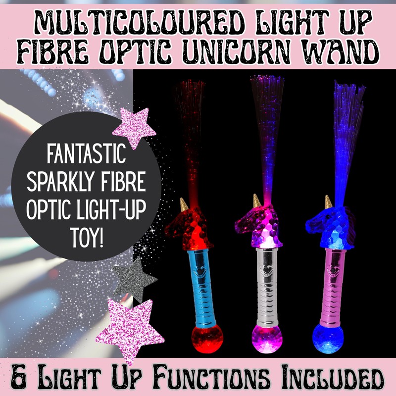 Toyland® 38cm (15") Multicoloured Light Up Fibre Optic Unicorn Wand
