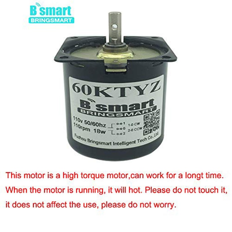 Bringsmart 60ktyz 110V 110rpm Ac Motor Low Noise Gearbox Electric