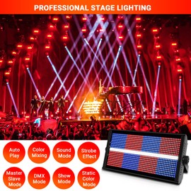 LaluceNatz LED Strobe Stage Lights: 500W RGBW 4IN1 DJ Lights 960LEDs Dimmable Multi Effects Stage Lighting by DMX Control Sound Activated Uplights for Events Club Bar Church Dance Show Wedding Party