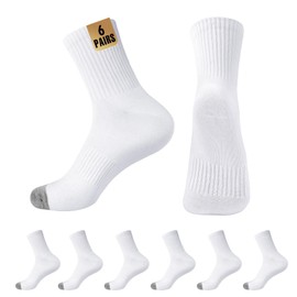 HeySocks Mens White Quarter Socks - Thin Athletic Running Hiking Mid Crew Socks for Sports 6 Pairs