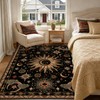 meejou Vacuum-Friendly, 5x7 Washable Area Rug, Black Gold Beige Red
