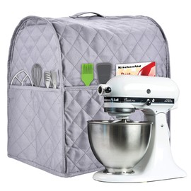 Funda para batidora de soporte compatible con batidora Kitchenaid, se adapta a todos los modelos de cabezal inclinable y elevación de cuencos, Pure Cottot, fina, suave, no se decolora fácilmente, no se pela fácilmente (gris, se adapta a 4.5 cuartos de ga