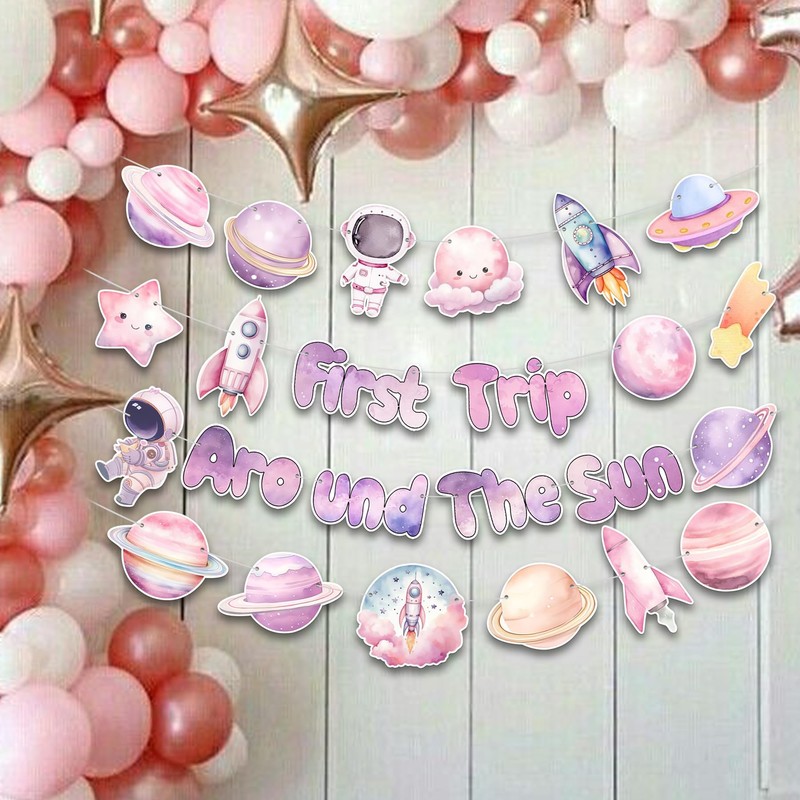 KARAQY - Banner para fiesta de primer cumpleaños con temática