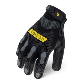 Ironclad - Guantes protectores de color negro medio con tecnología de control de visualización táctil, almohadillas para orejas reductoras antivibraciones, guantes de trabajo de impacto de seguridad
