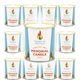 1 Day Yahrzeit Candle 24 Hour Kosher Yahrtzeit Memorial and Yom Kippur Candle in Tin Cup Holder (24-Pack)