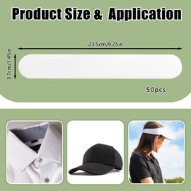 50pcs Hat Sweat Liner for Cap, White Absorbent Hat Liners for Caps, No Sweat Hat Liners Tennis Hats