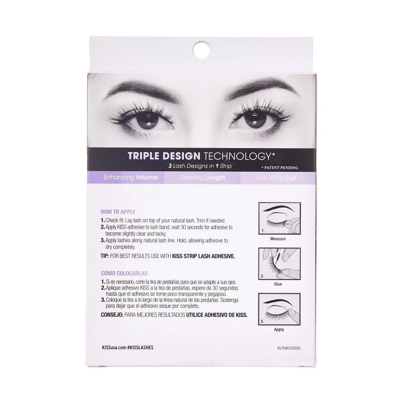 KISS Lash Couture Triple Push-Up, False Eyelashes, Bombshell, 4 Pairs