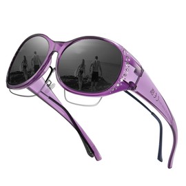 SIPHEW Over Glasses Sunglasses Womens Polarised Rhinestone Fit Over Sunglasses for Women Ladies UV400 Protection