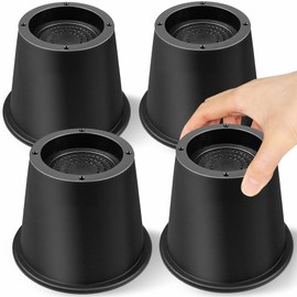 MixDora Bed Risers 4 Inch Round Furniture Risers Heavy Duty Chair Raisers for Desks Couches Sofas Table Set of 4 Pack Black (4 Inch)