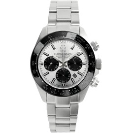 HYAKUICHI 101 Hyakuichi Diver's Chronograph Watch, Men's Watch, Water Resistant to 20 ATM, Date, Quartz, Ceramic Bezel, Silver Panda, SSV, Silver, Bracelet Type