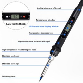 Lötkolben Set, Soldering Iron, Altamejor 80W Lötkolben Lötset mit EIN/AUS-Schalter180-480°C, 5 Lötspitzen, Lötset für Reparatur des Schweißens