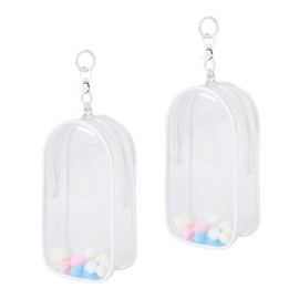 Queen-b Plush Pouch, Set of 2, Pushing In, Sewing Pouch, Bag, 7.7 x 4.1 inches (19.5 x 10.5 cm), Portable, Pain Bag, Transparent, Clear, Doll, Storage, Going out, Cotton Ball Included (White)