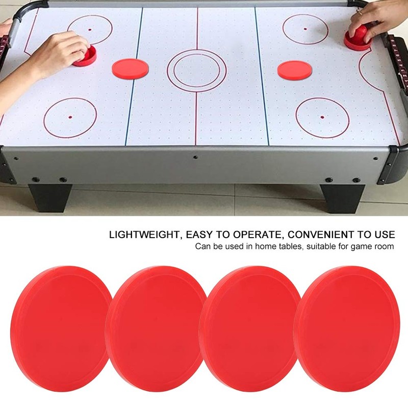 4PCS Air Hockey Pucks, Red Plastic Hockey Pucks Replacement Accessories