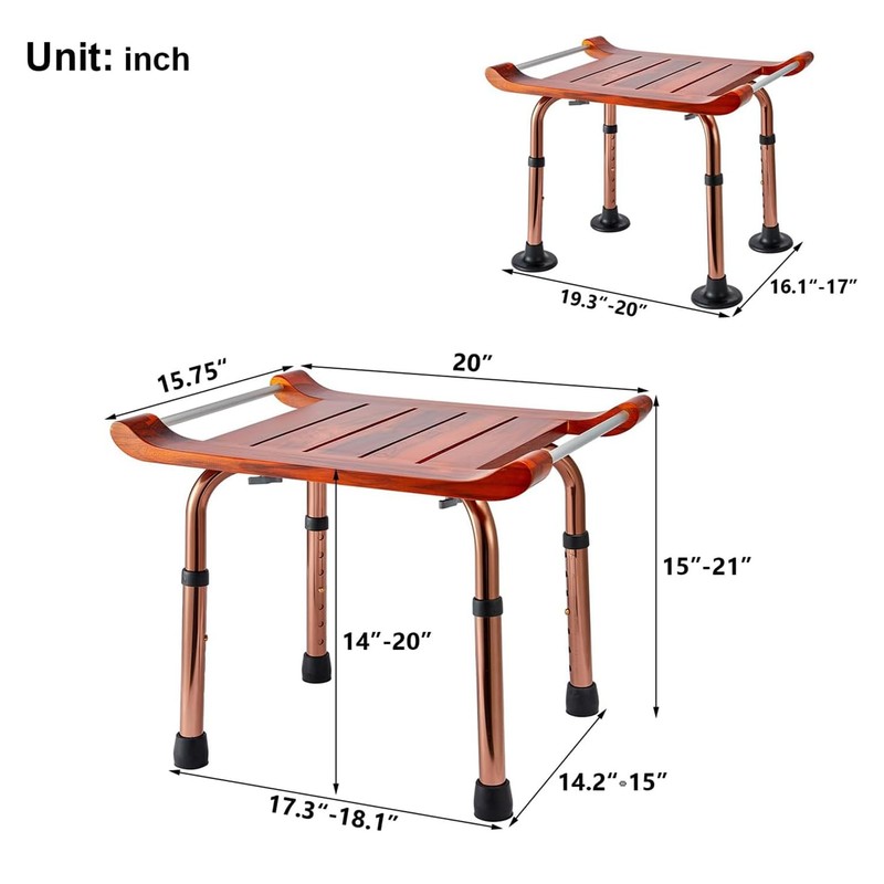 Teak Shower Bench Stool Chair Seat for Inside Shower Bath