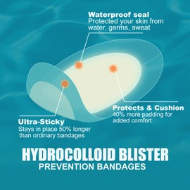 36PCS Hydrocolloid Blister Bandages – Blister Bandages for Feet, Blister Prevention & Recovery – Waterproof Blister Pads & Blister Cushions for Heel, Toe & Foot