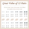 Cutapick 12 Pairs Stud Earrings Set, Hypoallergenic Surgical Stainless Steel
