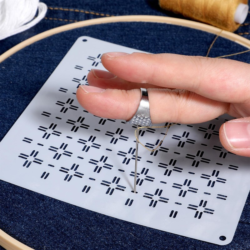 24 Pcs Sashiko Stencil Kit, 8Pcs 4.7 x 4.7 Inch