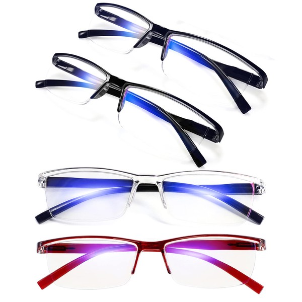WEMOOTANTS 4 Pairs Blue Light 1.00 Reading Glasses Women Anti-UV