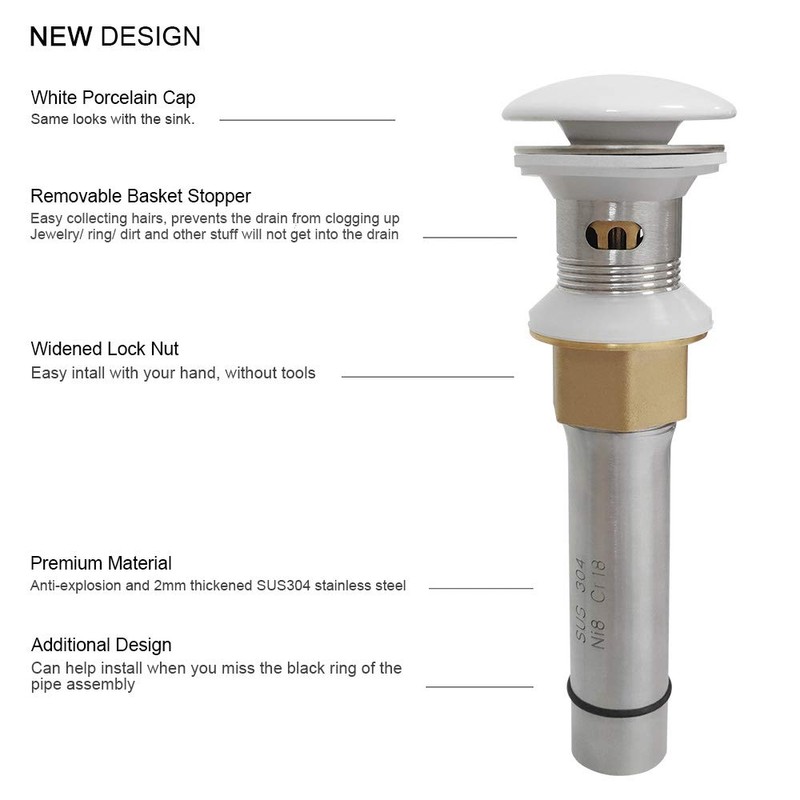 GZILA Bathroom Pop Up Drain, Vessel Sink Drain with Removable