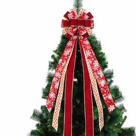 Gad2go Christmas Tree Topper Bow 120 x 30 cm Large Christmas Tree Bow Christmas Bow for Christmas Tree Wreath Wall Door Decoration,Red