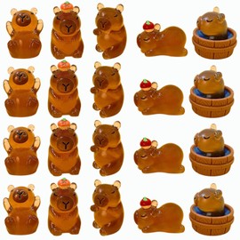 Yopcuvi Luminous Capybara Mini Resin Animals Figurines,Desktop Tabletop Outdoor Craft Decor for Miniature Garden Accessories (20pcs)