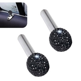 Arwrilt 2 PCS Bling Car Door Lock Knobs, Alloy Diamond Inner Door Latch Lock Pin Cover, Universal Vehicle Interior Decoration Accessaries, Suitable for Most Cars (Black)