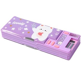 Estuche Multifuncional para Lápices con Calculadora, Sacapuntas y Currículo, Múltiples Patrones Lindos, Adecuado para Niñas y Niños de Escuela Primari