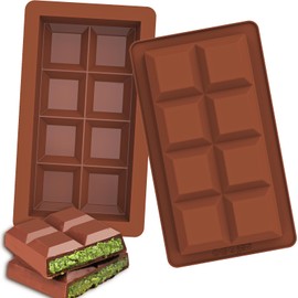 Kamehame Deep Chocolate Bar Molds 2 Pack, Large and Thick Silicone Chocolate Molds for Stuffed Bar, Big Chocolate Candy Bar Mold for Homemade Filling Knafeh Pistachio Chocolate Bar(8 Snap)