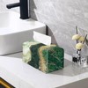 COEQINE Black Green Marble Print Tissue Box Cover Rectangular,Leather Tissue