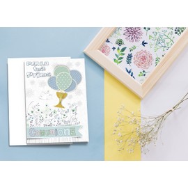 First Holy Communion Card - Offset Print (Light Blue Balloons)