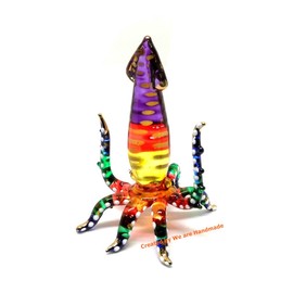 Handmade Mini Squid Art Art Glass Blown Sea Animal Figurine - Model Y2017