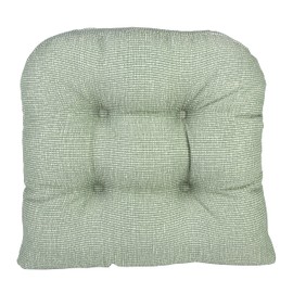 Klear Vu Gripper Overstuffed Universal Non-Slip Dining Chair Cushions for Kitchen Decor or Office Use, U-Shaped Skid-Proof Seat Pad, 15x15 Inches, 4 Count (Pack of 1), Slub Celadon Green