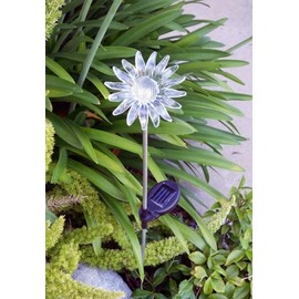 JAYXC HOME Set of 2 Clear Acrylic Sunflower Solar Garden Yard Landscape Path Stick LED Lights