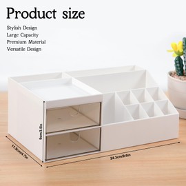 Make Up Organiser Multifunctional Cosmetic Organiser Storage Desk Organiser with Drawers Cosmetic Storage Box for Chest of Drawers Bedroom Bathroom White