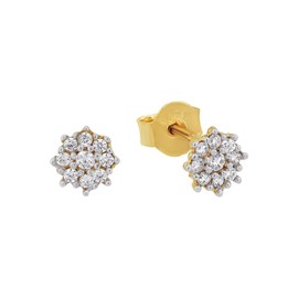 Amor 2013888 Women's Stud Earrings with Synthetic Zirconia 0.5 cm Gold Comes in Jewellery Gift Box, Yellow Gold, Cubic Zirconia