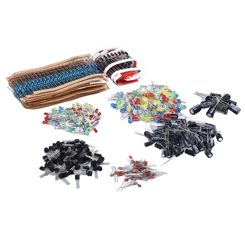 1500PCS Electronic Component Kit Resistors Transistors Ceramic Electrolytic Capacitors LED