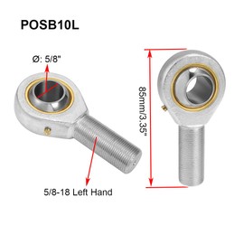 HiPicco POSB10L Rod End Bearing, 2pcs 5/8-inch Bore Pre-Lubricated 5/8-18 Male Thread Left Hand Heim Joint