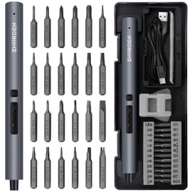 SHARDEN Mini Electric Screwdriver, 29 in 1 Small Electric Screw Driver Kit with 24 Magnetic Bits, Precision Cordless Repair Tool for Phone, Camera, Laptop, Watch